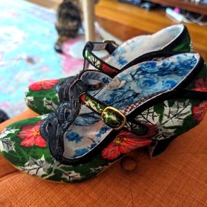 Irregular Choice Floral Holiday Heels - Green and Red